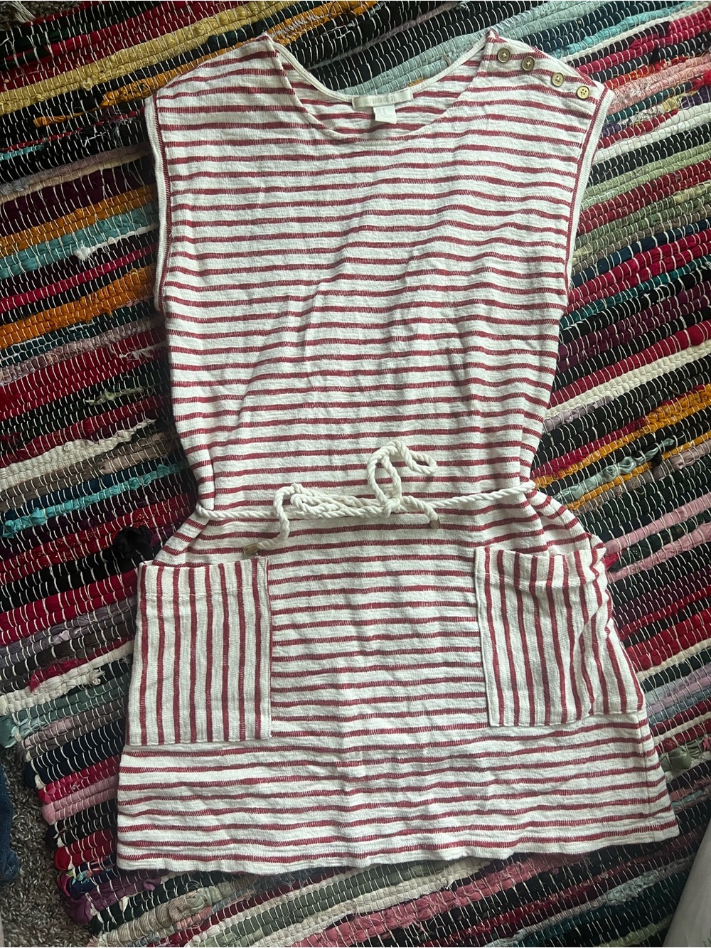 Forever 21 Red and White Striped Sleeveless Dress with Rope Waist